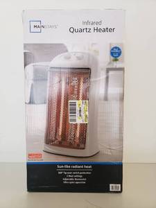 lot 1052 image: Mainstays Quartz Electric Tower Space Heater, Indoor, White, HQ-2000W