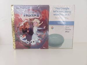 lot 1057 image: Google Home Mini (Aqua) & Frozen II Book Bundle