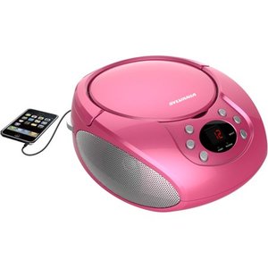 lot 1060 image: Sylvania SRCD261-B-Pink Portable CD Boombox with AMFM Radio, Pink