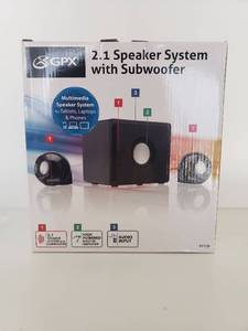 lot 1063 image: GPX 2.1 Channel Home Theater System with Subwoofer, Black, HT12B