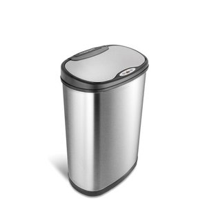 lot 1093 image: Nine Stars 13.2 Gal  50L Motion Sensor Oval Trash Can, Stainless Steel with Stainless Steel Lid