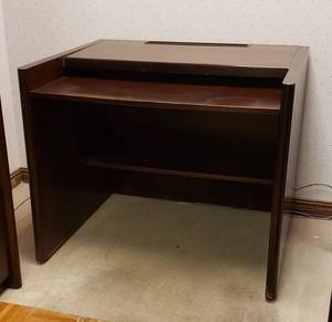 lot 6006 image: OFS Brand  Cherry Wood TerminalPrinter Stand 36 in. x 29 in. x 29 in.