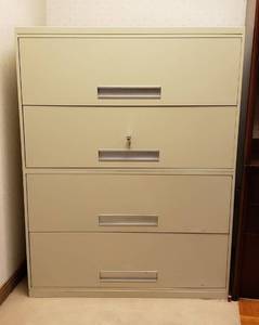 lot 6008 image: Invincible Metal Furniture Co.  4 Drawer Lateral File Cabinet WKeys  42 in. x 19 in. x 55 in.