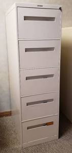 lot 6024 image: 5 Drawer Legal Size Artic White Filing Cabinet  18 in. x 28 in. x 59 in.