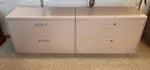lot 6033 image: 2 Metal 2 Drawer Lateral File Cabinets  Each one measures 42 in. x 18 in. x 28 in.