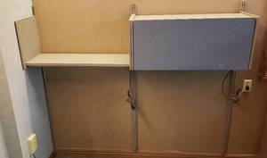 lot 6037 image: 2 Workstation Lighted Shelf and Cabinet  36 in. x 14 in. x 16 in. each
