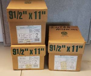 lot 6062 image: 3 Boxes of 2 Part Tracker Type Carbonless Paper  9 12 x 11 in.