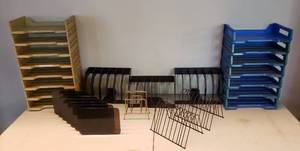 lot 6073 image: Lot of Office Organizing Stands and Trays  Various Sizes, Styles and Materials