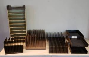 lot 6074 image: Lot of Office Organizing Stands and Trays  Various Sizes, Styles and Materials