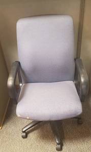 lot 6079 image: Adjustable Armed Office Chair  Seat Measures 20 in.  Couple Rough Spots