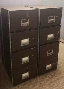 lot 6101 image: Lot of 8 Cardboard Legal Size Storage Boxes (17 in. x 25 in. x 11 in.) Stacked in Sets of 4