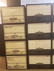 lot 6109 image: Lot of 8 Cardboard Legal Size Storage Boxes (17 in. x 25 in. x 11 in.) Stacked in Sets of 4