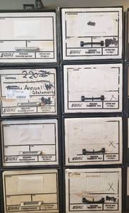 lot 6112 image: Lot of 8 Cardboard Letter Size Storage Boxes (13 12 in. x 25 in. x 11 in.) Stacked in Sets of 4
