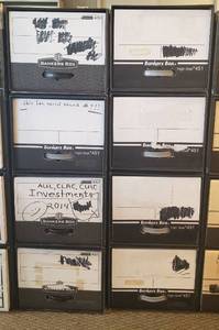 lot 6113 image: Lot of 8 Cardboard Letter Size Storage Boxes (13 12 in. x 25 in. x 11 in.) Stacked in Sets of 4