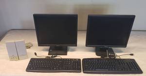 lot 6119 image: Lot of 2 Acer 17 in. Monitors, 2 Keyboards and 1 Set of Speakers