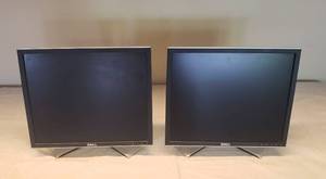 lot 6120 image: Lot of 2 Dell 19 in. LCD Monitors WCables