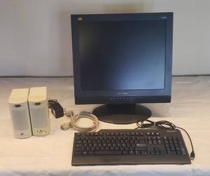 lot 6121 image: Lot of ViewSonic VG900b Monitor (no power cable), Lenovo Keyboard and 1 Set of Speakers