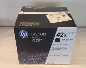 lot 6137 image: HP Laser Jet 42x Dual Pack Black Toner  This toner can be with Lot #6126