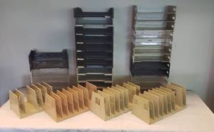 lot 6148 image: Lot of Plastic Letter Size Trays and Vertical Vertical Sorters