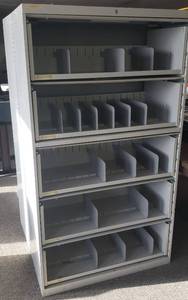 lot 6151 image: Metal 5 Drawer Lateral Pull-out Filing Cabinet 36 in. x 18 in. x 65 in.