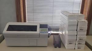 lot 6156 image: Eltron P420 Dual Side Color Card Printer wNumerous Cases of Blank Cards  Powers On
