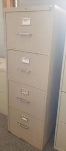 lot 6157 image: HON 4 drawer Legal Size Filing Cabinet wkey  18 in. x 25 in. x 52 in.
