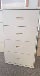 lot 6159 image: HON 4 Drawer Lateral Filing Cabinet  no keys  30 in. x 19 in. x 53 in.
