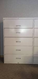 lot 6167 image: Burrough AdaptafileIII 5 Drawer Lateral Filing Cabinet  Top Drawer is a pullout  No Keys  42 in. x 18 in. x 65 in.