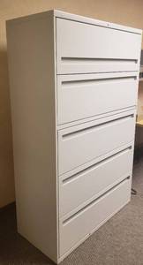 lot 6169 image: HON 5 Drawer Lateral Filing Cabinet  No keys  42 in. x 19 in. x 66 in.