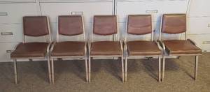 lot 6175 image: Lot of 5 Brown Vinyl and Metal Stacking Chairs