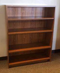 lot 6180 image: Wood tone Adjustable Particle Board Bookcase  36 in. x 12 in. x 48 in.