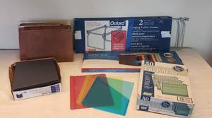 lot 6192 image: Lot of Hanging File Frames, File Folders, Expanding Folders and Box of Twin Pocket Folders
