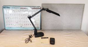 lot 6205 image: Lot of 2 Office Boards, Lamp (Works) and Calculator