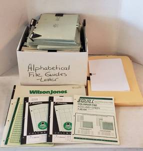 lot 6214 image: Lot of Columnar Pads, Envelopes, and Filing Drawer Organizers
