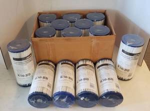 lot 6215 image: Lot of 14 Pentek R50-BB Pleated Polyester Filter Cartridge, 9-34 x 4-12, 50 Microns