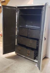 lot 6235 image: General Fireproofing Company Safe  42 in. x 28 in. x 75 in. tall  heavy however, on steel casters