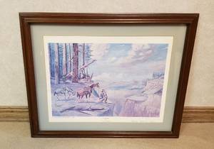 lot 6245 image: Lithograph  THE PROVIDER by Charley Anderson  Numbered & Signed  18 in. x 14 in.  Framed 24 in. x 20 in.