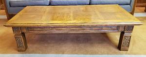lot 6247 image: Romweber Viking Oak Furniture  Oak Coffee Table  Carved Oak Trim  54 in. x 27 in. x 15 in.
