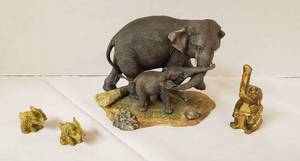 lot 6277 image: Lot of Elephants  Lenox Elephants Asia and 3 Brass Elephants