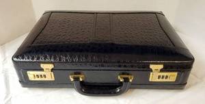 lot 6284 image: Vintage Amiet Black Executive Leather BriefcaseAttache with Combination Lock  Appears to be NewUnused  18 in. x 14 in. x 4 12 in.  combo000