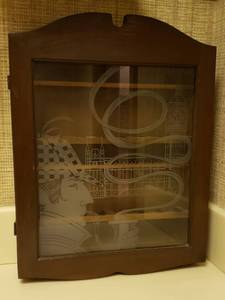 lot 6293 image: WoodGlass 16 Pipe Holder Wall Cabinet  London Design  16 in. x 20 12 in. x 4 in.