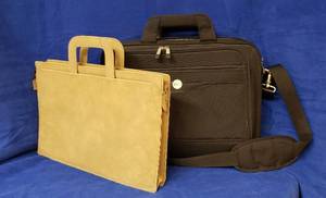 lot 6307 image: Hozel Slim Line Suede Attache Case and Dell Laptop Case  All zippers work