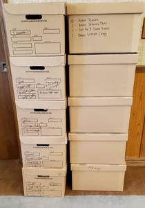 lot 6312 image: Lot of 10 Flip Top File Storage Boxes  Made by Love Box  12 in. x 16 in. x 10 in.  Used