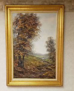 lot 6314 image: Large Framed Oil Painting by Marker  Landscape Creek Scene  24 in. x 36 in.  Framed 31 in. x 44 in.