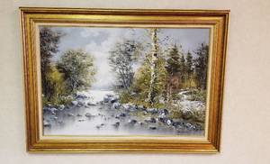 lot 6315 image: Large Framed Oil Painting by Istvan Porubszky Aspen Landscape Scene  36 in. x 24 in.  Framed 43 in. x 31 in.