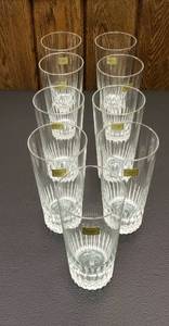 lot 6356 image: Collection of 9 Luminarc  Verrerie dArques  France Crystal Tumblers  6 in. tall