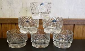 lot 6363 image: Collection of 6 Violetta Heavy Crystal BowlsVases  Made in Poland  5 12 x 4 12 in.
