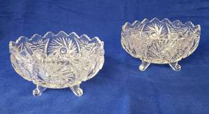 lot 6376 image: Collection of 2 Anna Hutte 24% PbO Crystal Handcut Footed Oval Bowls  Made in Germany  7 14 in. x 5 in. x 4 14 in. tall