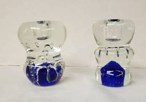 lot 6387 image: Pair of Dynasty Gallery Art Glass Paperweight Candleholders  4 14 in. tall