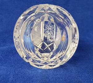 lot 6389 image: Crystal Hand Cut Sphere Cigar Ashtray  4 in. tall